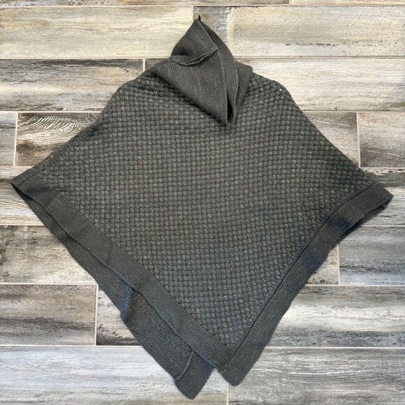 Steve Madden Gray Multi Cowl Neck Waffle Weave Poncho Comfortable Warm Sweater - Picture 4 of 5